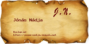 Jónás Nádja névjegykártya